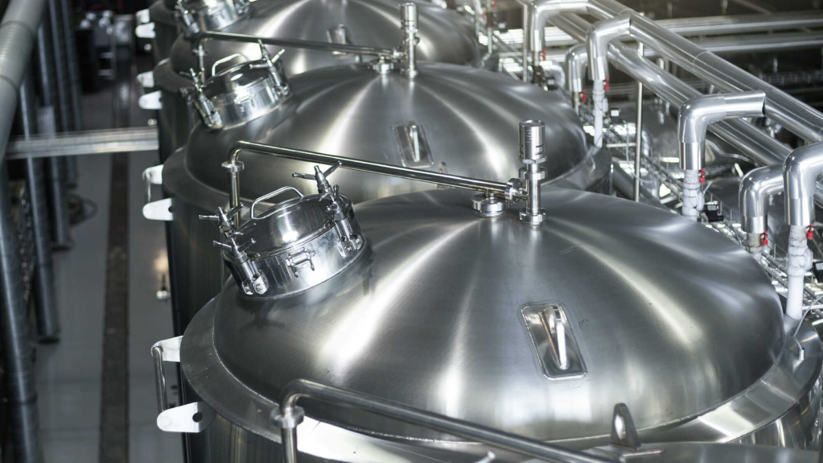 Stainless steel bioreactors in pharmaceutical fermentation facility
