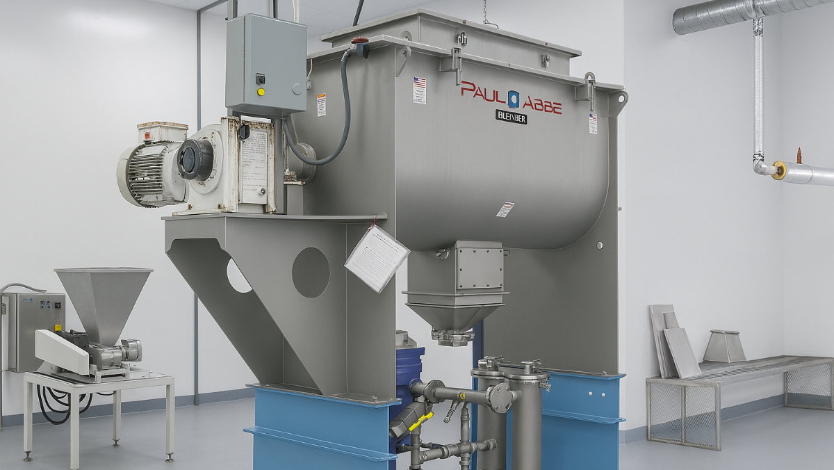 Large industrial fermentation mixer and processing equipment in clean manufacturing room